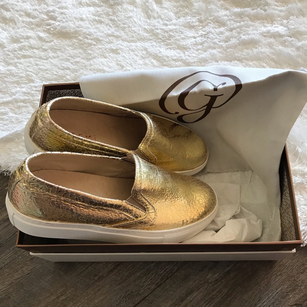 Brand New M. Gemi Gold Flats Slip-Ons Size 6